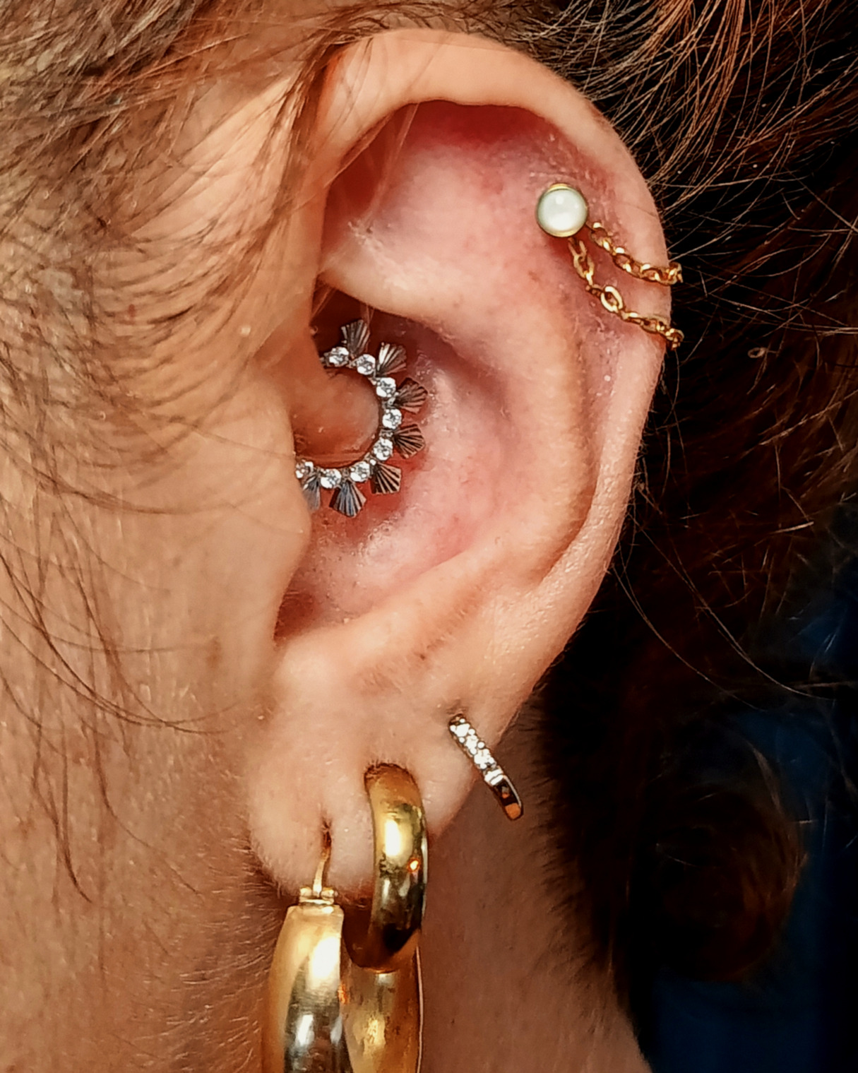 Daith cristal helix chaîne perle